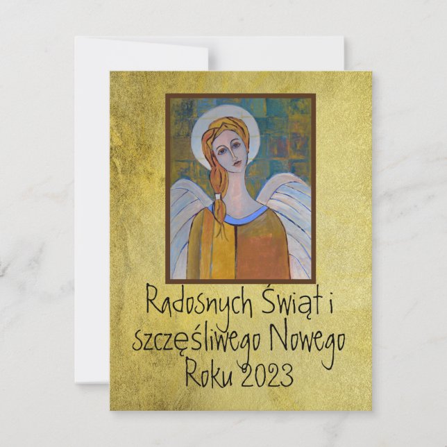 Polskt Wesołych Świąt God jul Card Änglar (Framsida)