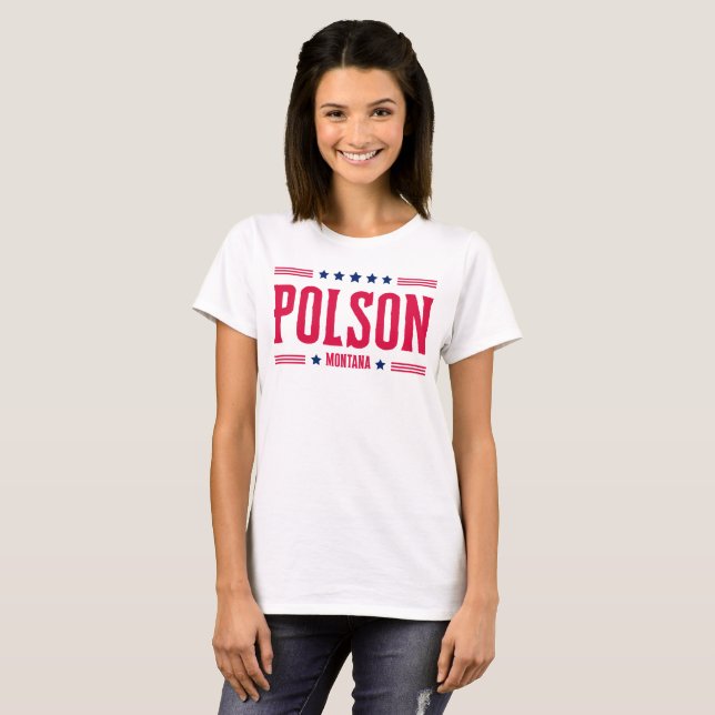 POLSON MONTANA Stars & Rand T Shirt (Hel framsida)