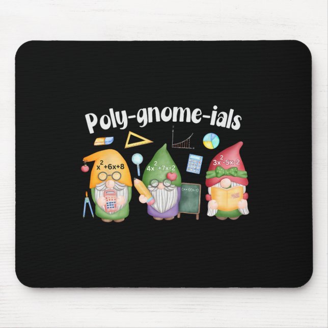 Poly-gnome-ials Gnomes Matematik Algebra Lärar Bak Musmatta (Framsidan)