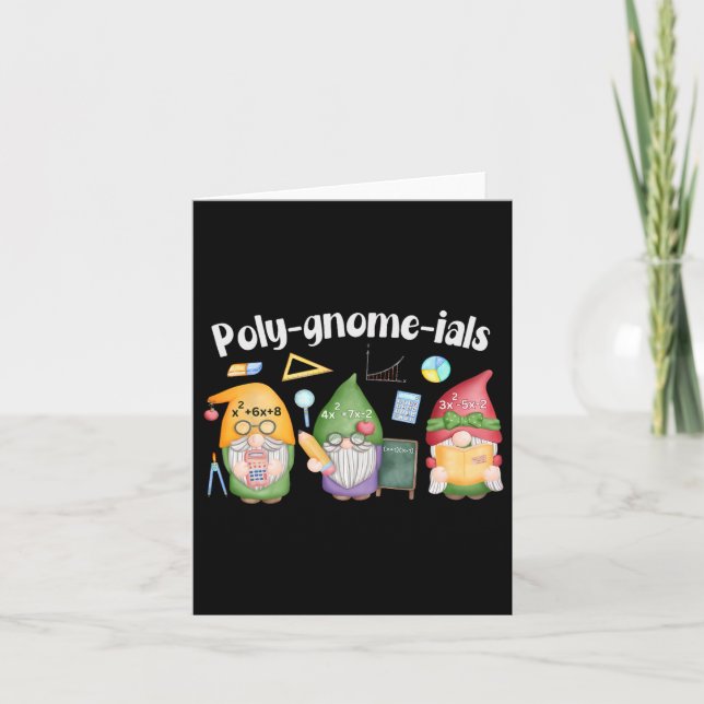 Poly-gnome-ials Gnomes Math Algebra Teacher Back T Kort (Framsida)