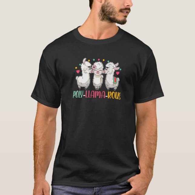 Poly Llama Rous Polyamory Pride Llama T Shirt (Framsida)