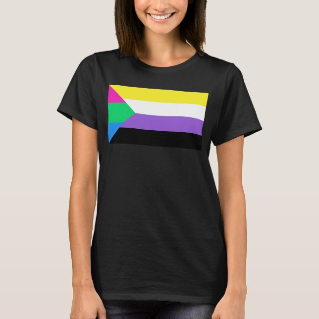 Poly Nonbinary flagga färg LGBT T Shirt (Framsida)