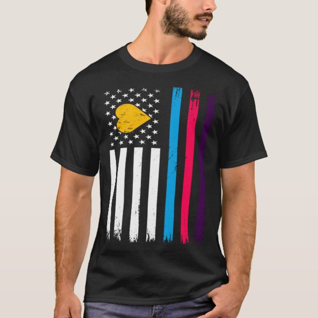 Polyamori Ny Pride USA Flagga  Polyamorös Troupel T Shirt (Framsida)