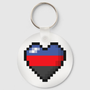 Polyamorous PIXELhjärta Nyckelring