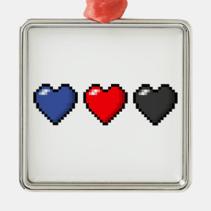 Polyamorous PIXELhjärtor Julgransprydnad Metall