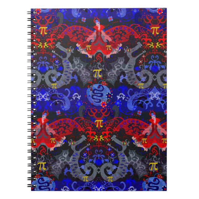 Polyamory Dragon Damask in Poly Pride Flagga Färg Anteckningsbok (Framsidan)