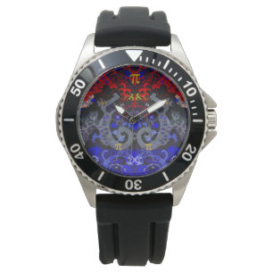 Polyamory Dragon Damask in Poly Pride Flagga Färg Armbandsur