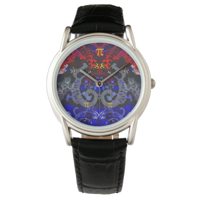 Polyamory Dragon Damask in Poly Pride Flagga Färg Armbandsur (Framsida)