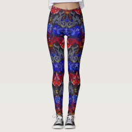 Polyamory Dragon Damask in Poly Pride Flagga Färg Leggings