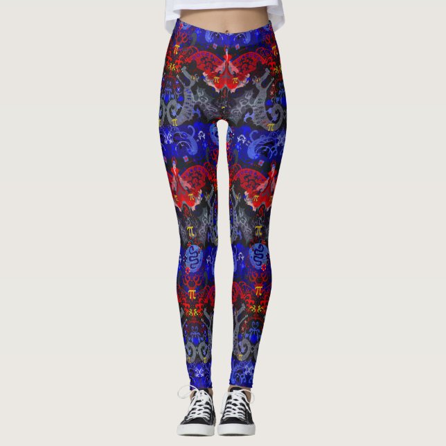 Polyamory Dragon Damask in Poly Pride Flagga Färg Leggings (Framsida)