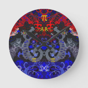Polyamory Dragon Damask in Poly Pride Flagga Färg Rund Klocka