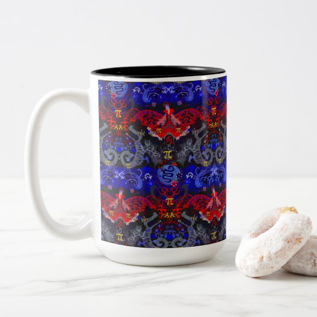 Polyamory Dragon Damask in Poly Pride Flagga Färg Två-Tonad Mugg (Med munk)