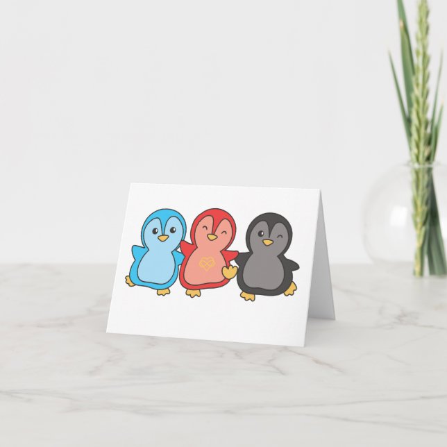 Polyamory Flagga Pride Lgbtq Cute Penguin Tack Kort (Framsida)
