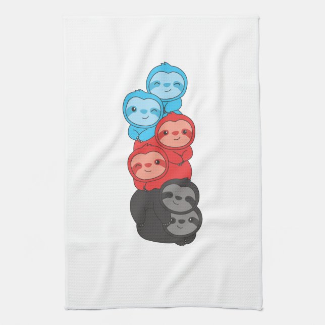 Polyamory Flagga Pride Lgbtq Cute Sloth Pile Kökshandduk (Vertikal)