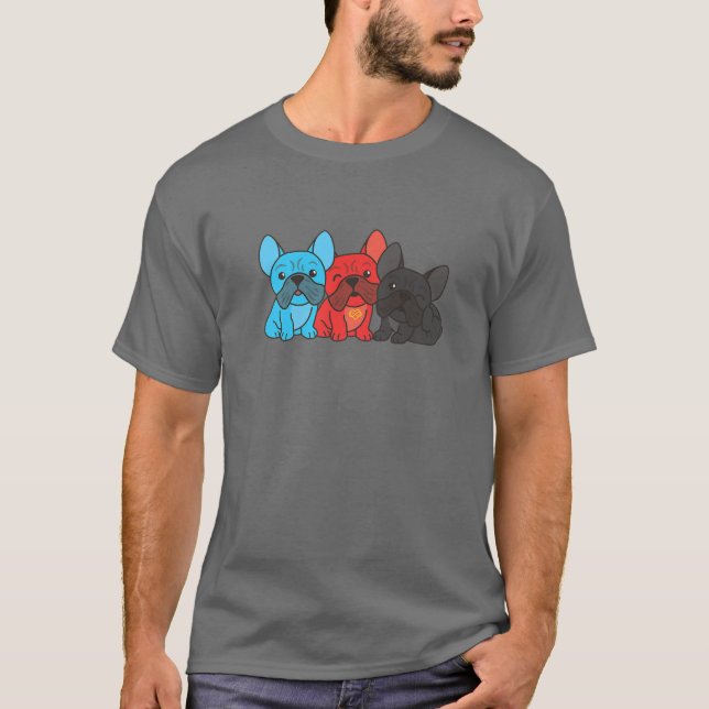 Polyamory Flagga Pride Lgbtq Hundar Fransk Bulldog T Shirt (Framsida)