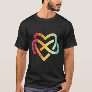 Polyamory Infinite Heart Rainbow Watercolor Kärlek T Shirt
