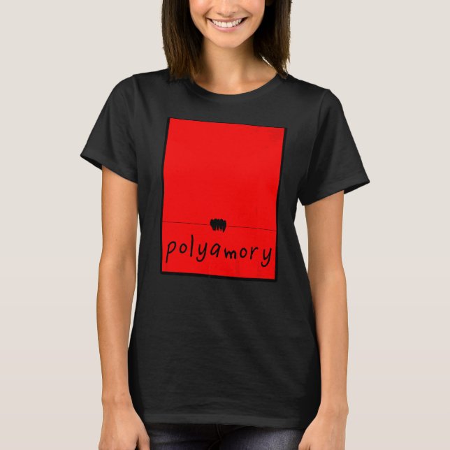 Polyamory par Kråka Bird Black Designer T Shirt (Framsida)