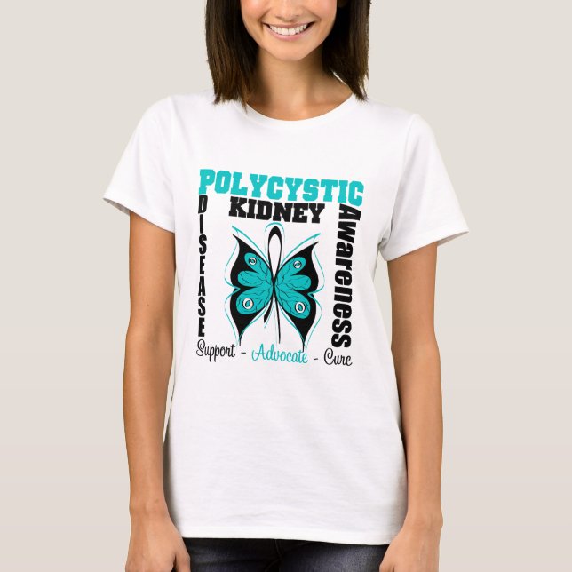 Polycystic fjäril för njuresjukdommedvetenhet tee (Framsida)
