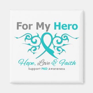 Polycystisk njursjukdom (PKD) Tribal Ribbon Hero Magnet