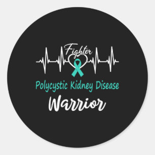 Polycystisk njursjukdom PKD Warrior Heartslag Fi Runt Klistermärke