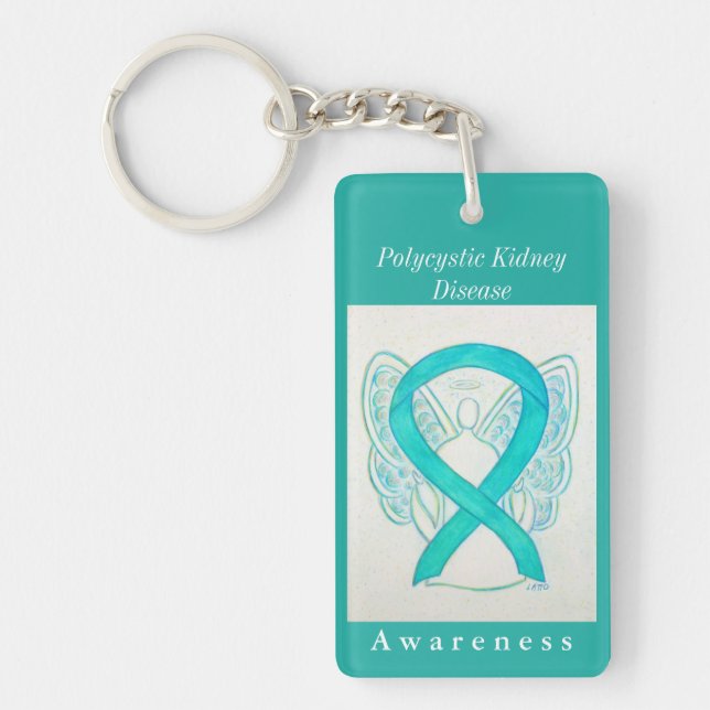 Polycystisk njursjukdom Ribbon Angel Keychain (Framsidan)