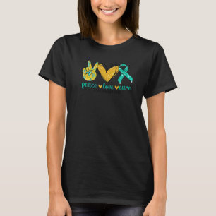 Polycystiskt äggstockssyndrom PCOS Teal Ribbon Pea T Shirt