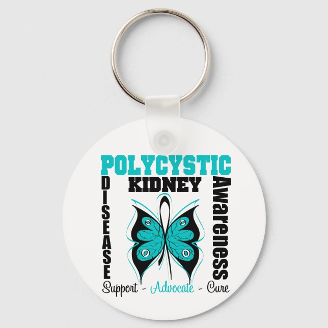 Polycystiskt njure Disease Awareness Butterfly Nyckelring (Framsida)