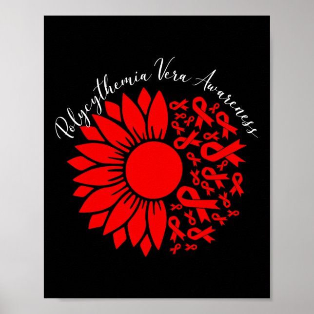 Polycythemia Vera Awareness Red Sunflower Mpn Bloo Poster (Framsidan)