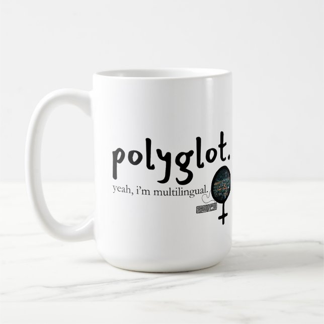 Polyglot Flerspråkigt Anpassade (Kvinnor i teknik) Kaffemugg (Vänster)