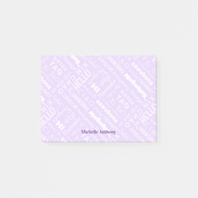 Polyglot Hej Värld runt Notes Post-it Block (Framsida)