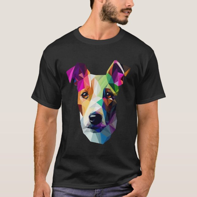 Polygon Abstrakt Geometric Jack Russell Poly Art T Shirt (Framsida)