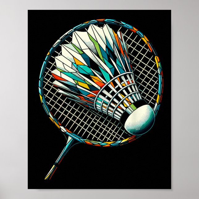 Polygon Art Badminton Player Shuttle Badmintoner  Poster (Framsidan)