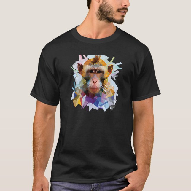 Polygon-Coola med Abstrakt av apa, geometrisk Vild T Shirt (Framsida)