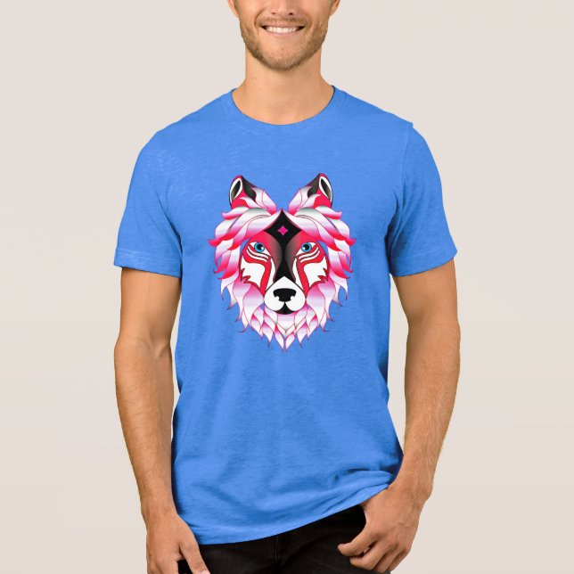 Polygon Design-24531 för rosa Varg T Shirt (Framsida)