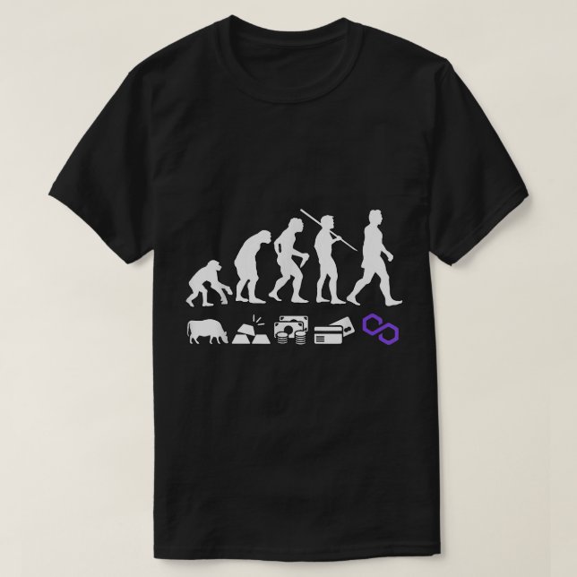 Polygon Evolution Money Matic Crypto T Shirt (Design framsida)