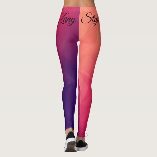 Polygon Geometric Lila Rosa Orange Zany Mode Leggings (Baksida)