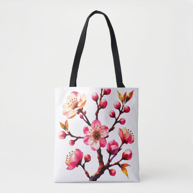 Polygon Körsbärsblomkonst Tygkasse (Framsida)