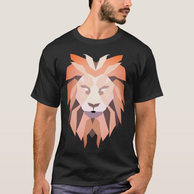 polygon, lågpolygon, lejon t shirt (Framsida)