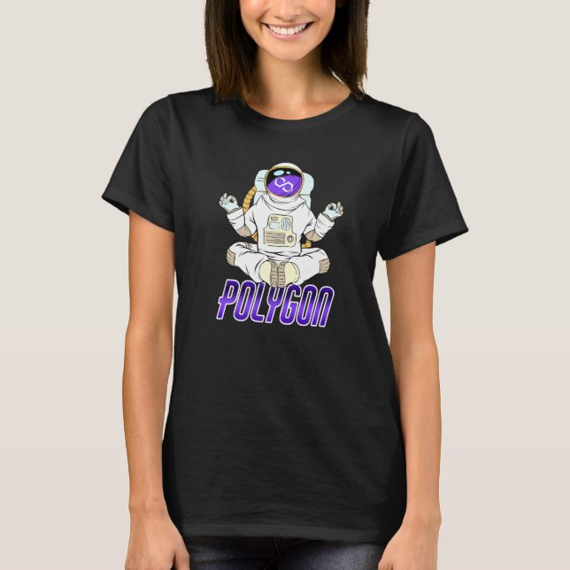 Polygon Matic Krypto Yoga Zen Hodl Kryptovaluta  T Shirt (Framsida)