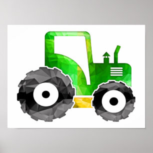 Polygon Mosaic Grönt & Gult Tractor Poster