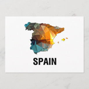 Polygon Mosaic Karta i Spanien Inbjudningar