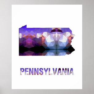 Polygon Mosaic-staten Karta PENNSYLVANIA Poster