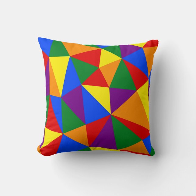 Polygon Rainbow Mönster Kudde (Framsida)