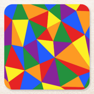 Polygon Rainbow Mönster Underlägg Papper Kvadrat