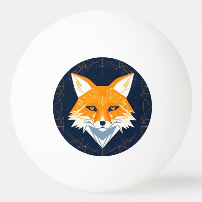 Polygon Räv Illustration med Celestial Ornament Pingisboll (Framsidan)
