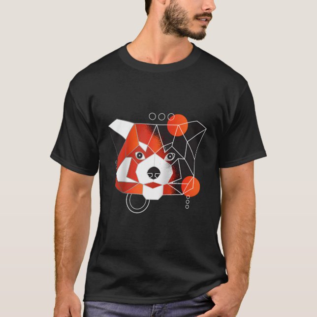 Polygon Red Panda Minimal Baseball T Shirt (Framsida)