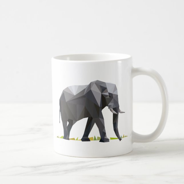 polygon triangle graphic art elephant kaffemugg (Höger)
