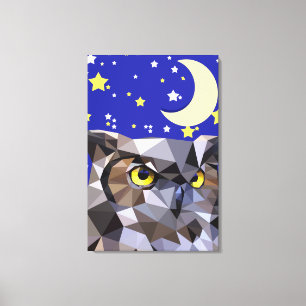 Polygon Uggla och Starry Night Himlar Canvastryck