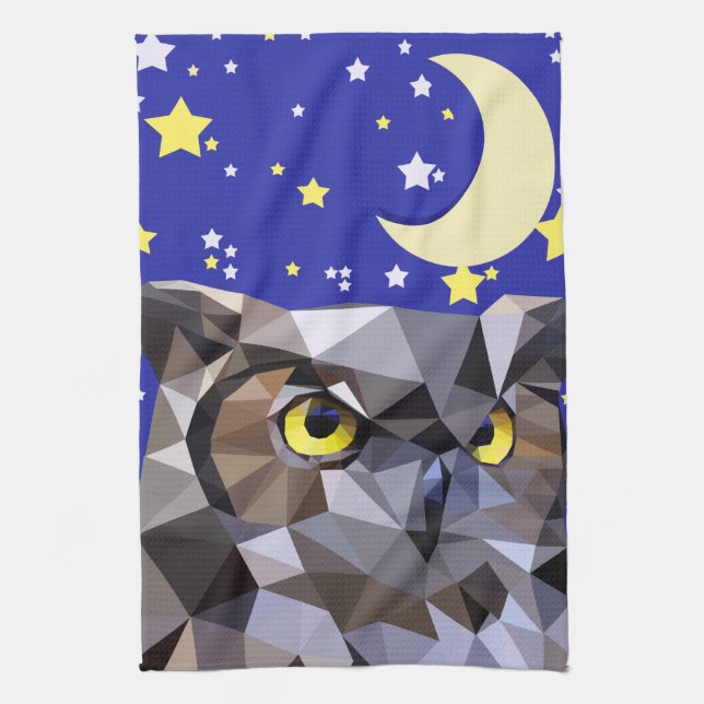 Polygon Uggla och Starry Night Himlar Kökshandduk (Vertikal)