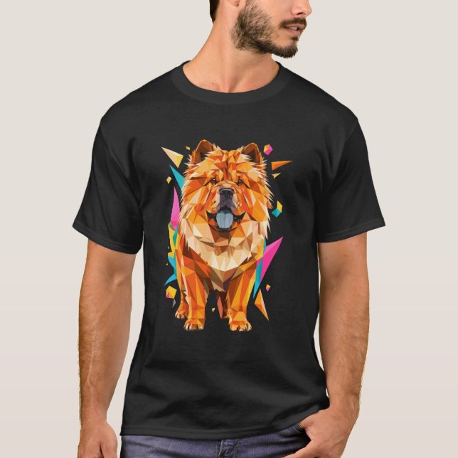 Polygonal Abstract Art Chow Chow T Shirt (Framsida)